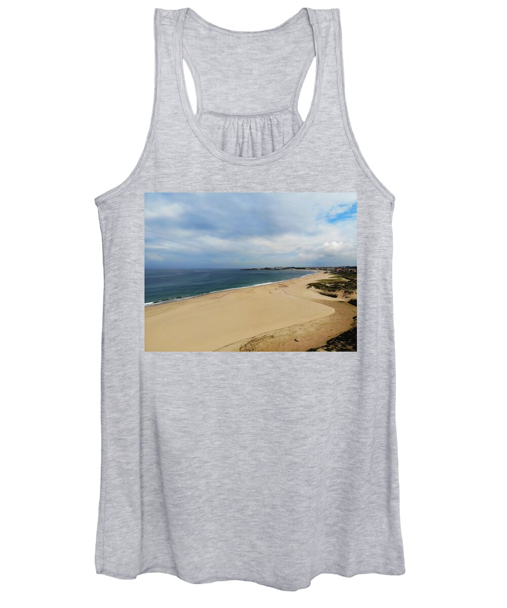 Beach Women's Tank Top featuring the photograph Drone beach photo #1 by Paulo Goncalves