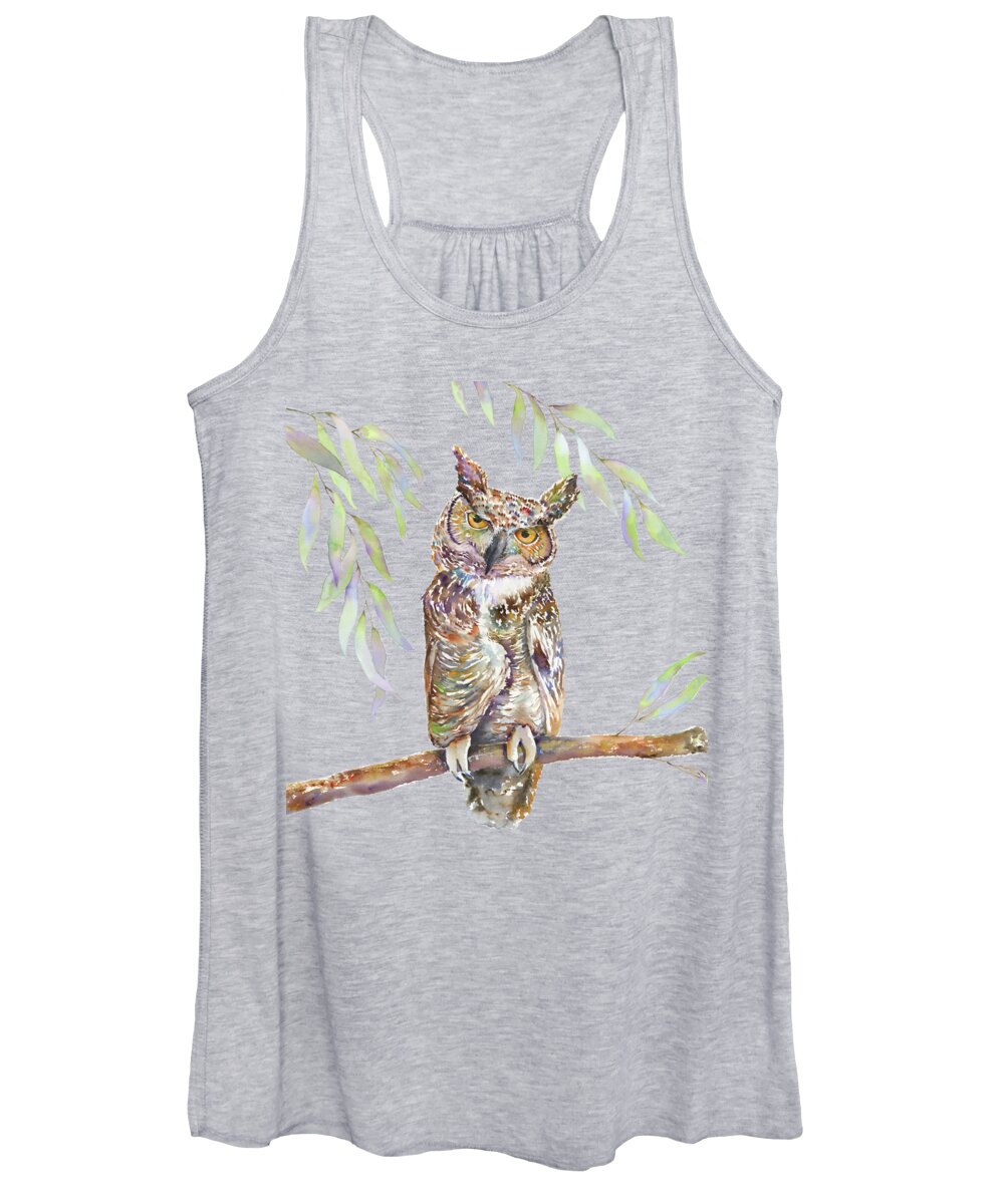 Great Horned Owl Women's Tank Top featuring the painting Great Horned Owl #1 by Amy Kirkpatrick