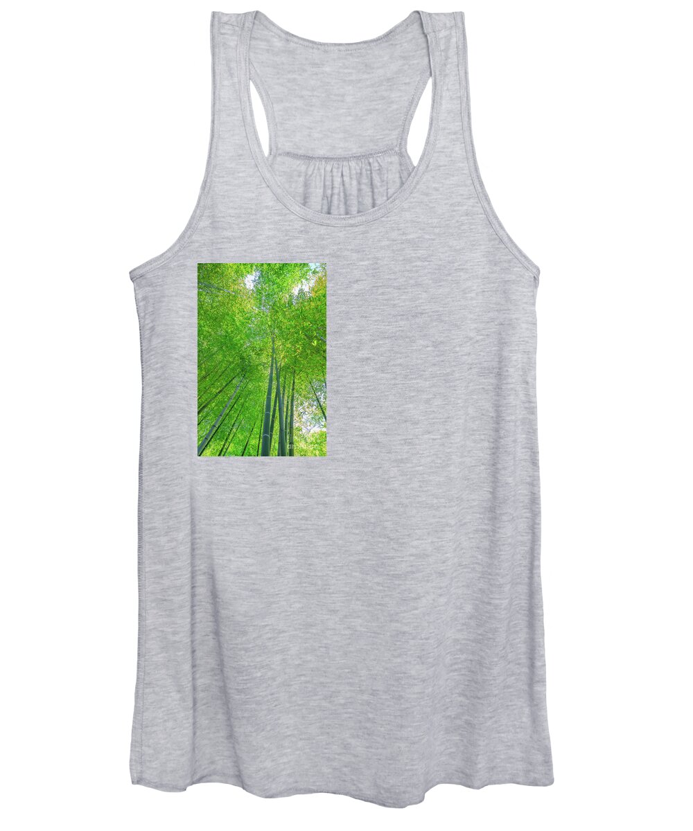 Bamboo Background Women's Tank Top featuring the photograph Green bamboo background #1 by Benny Marty