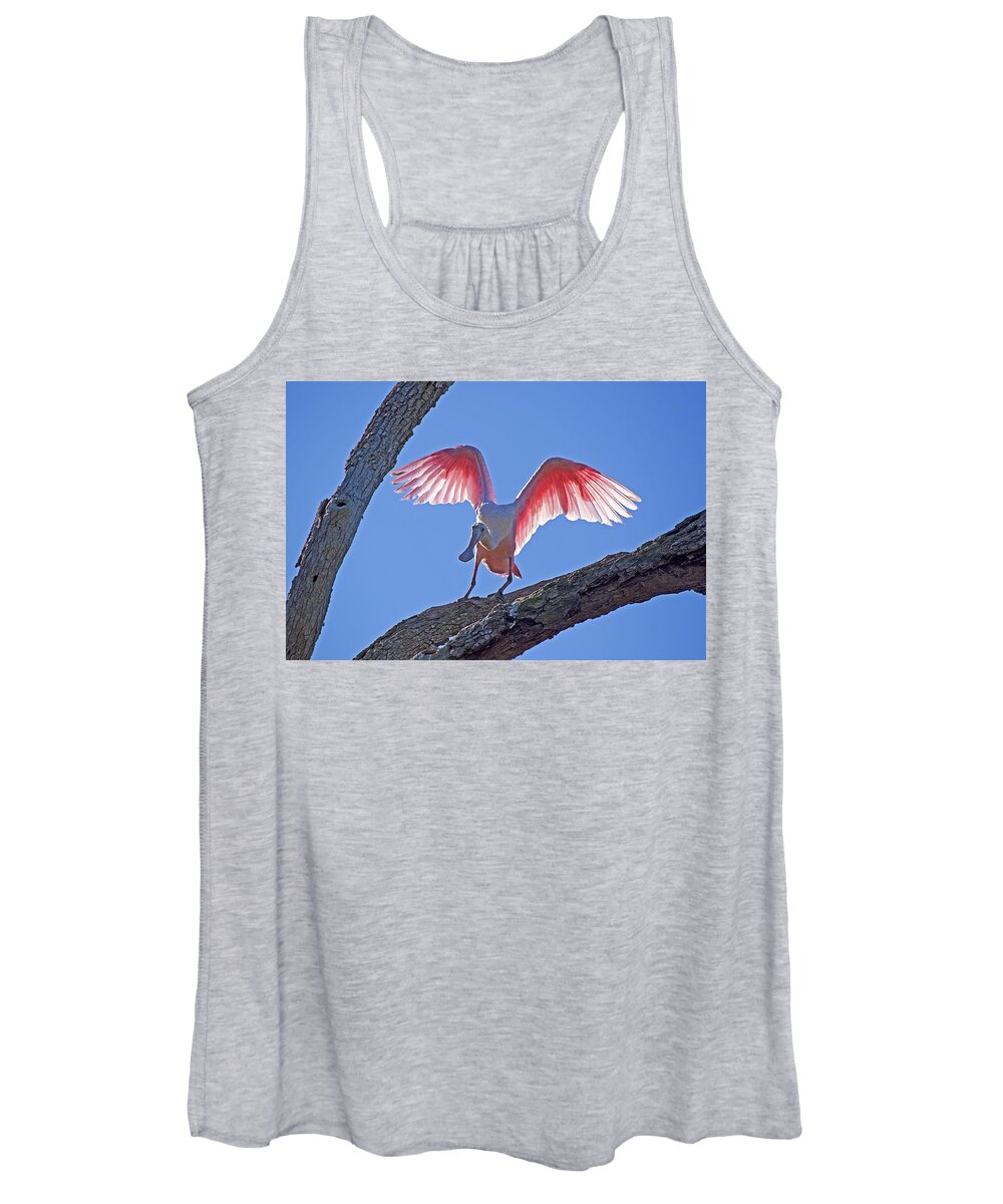 Wildlife Women's Tank Top featuring the photograph Happy Spoonbill #1 by Kenneth Albin