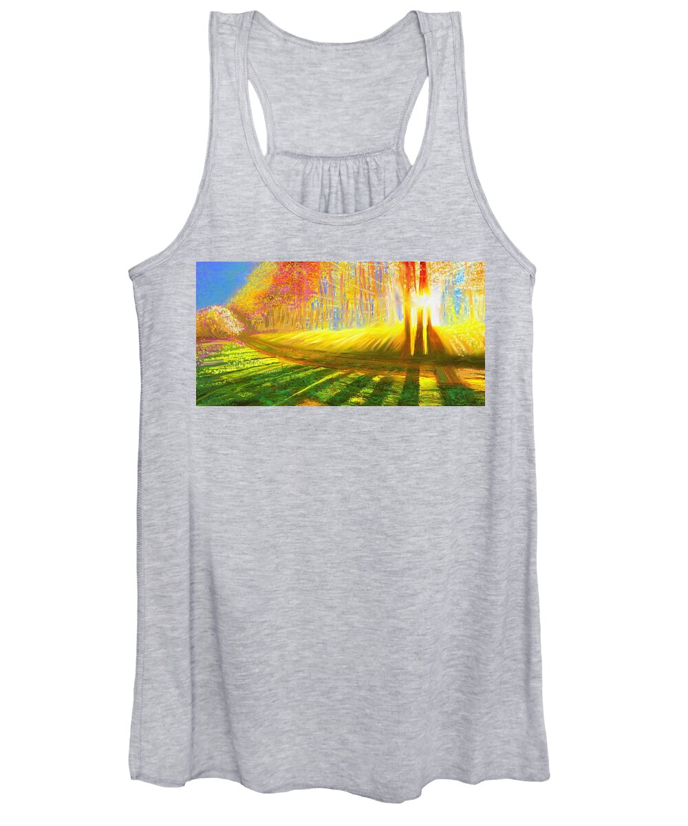  Women's Tank Top featuring the painting Morning #1 by Hidden Mountain