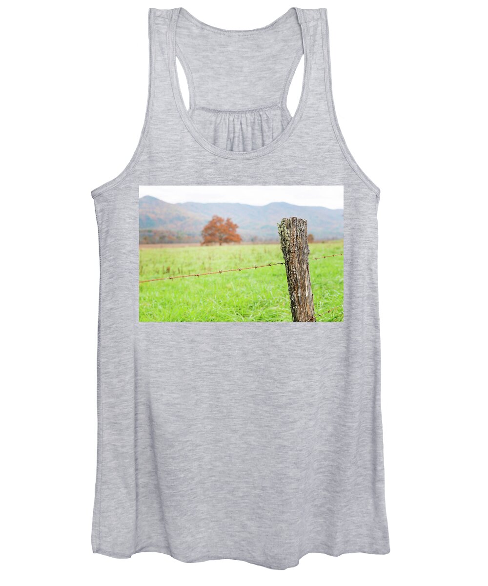 Barbed Wire Women's Tank Top featuring the photograph The Old Fence Post by Victor Culpepper