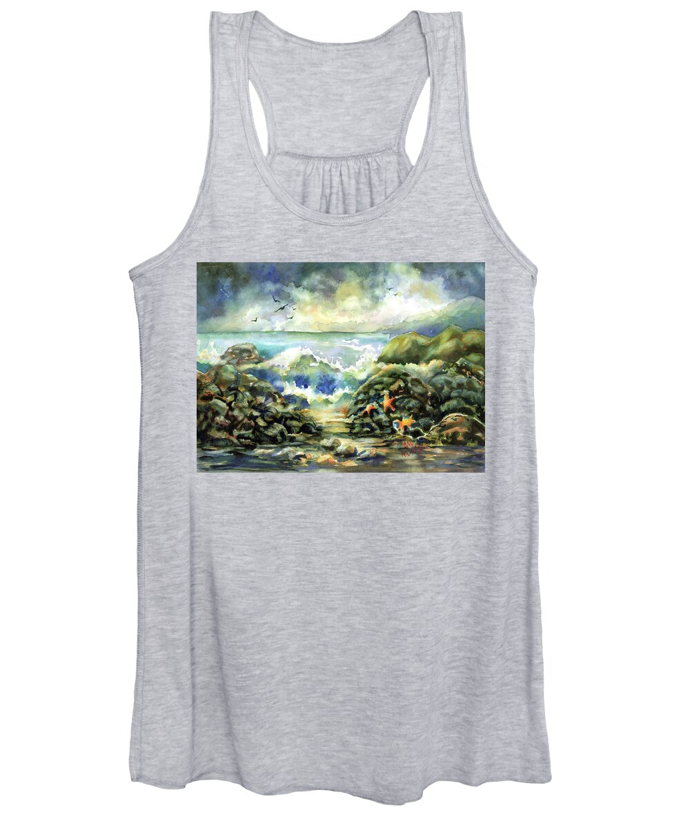 Watercolor Women's Tank Top featuring the painting On The Rocks by Ann Nicholson