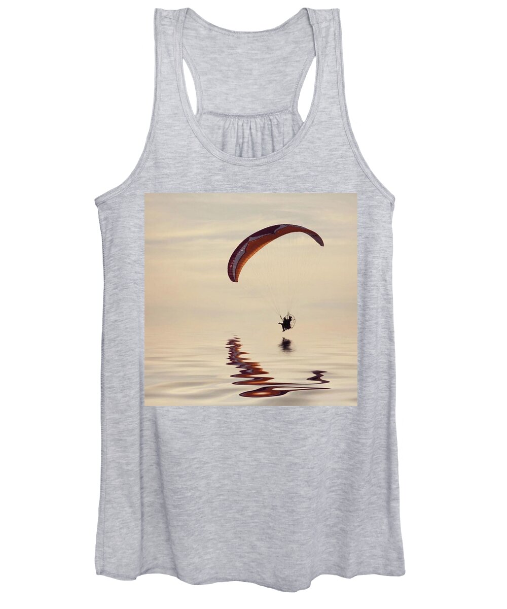 Flyinghigh Women's Tank Top featuring the photograph Powered Paraglider #1 by John Edwards
