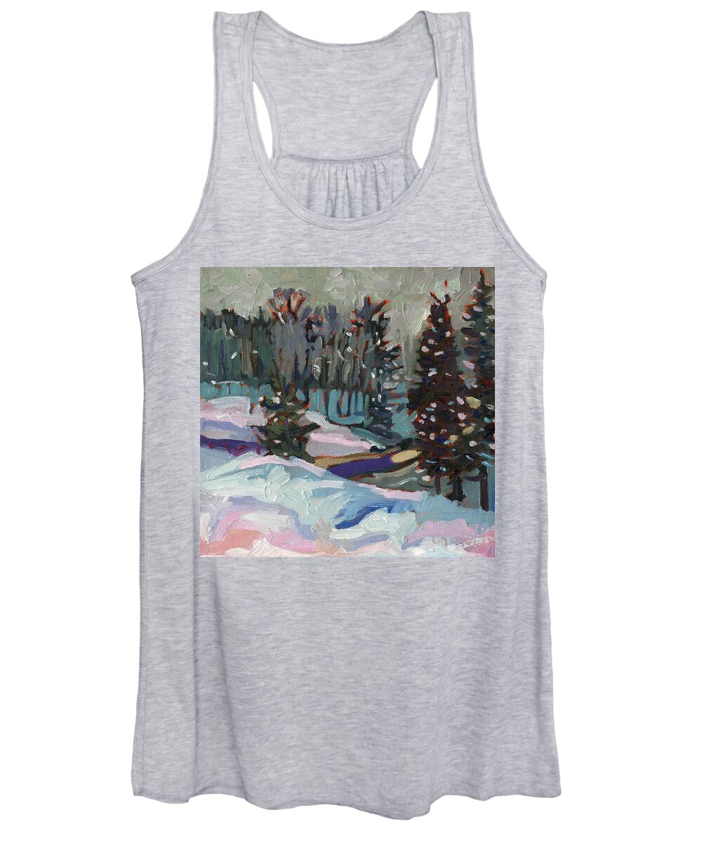 Jim Day Women's Tank Top featuring the painting Snow Day #1 by Phil Chadwick