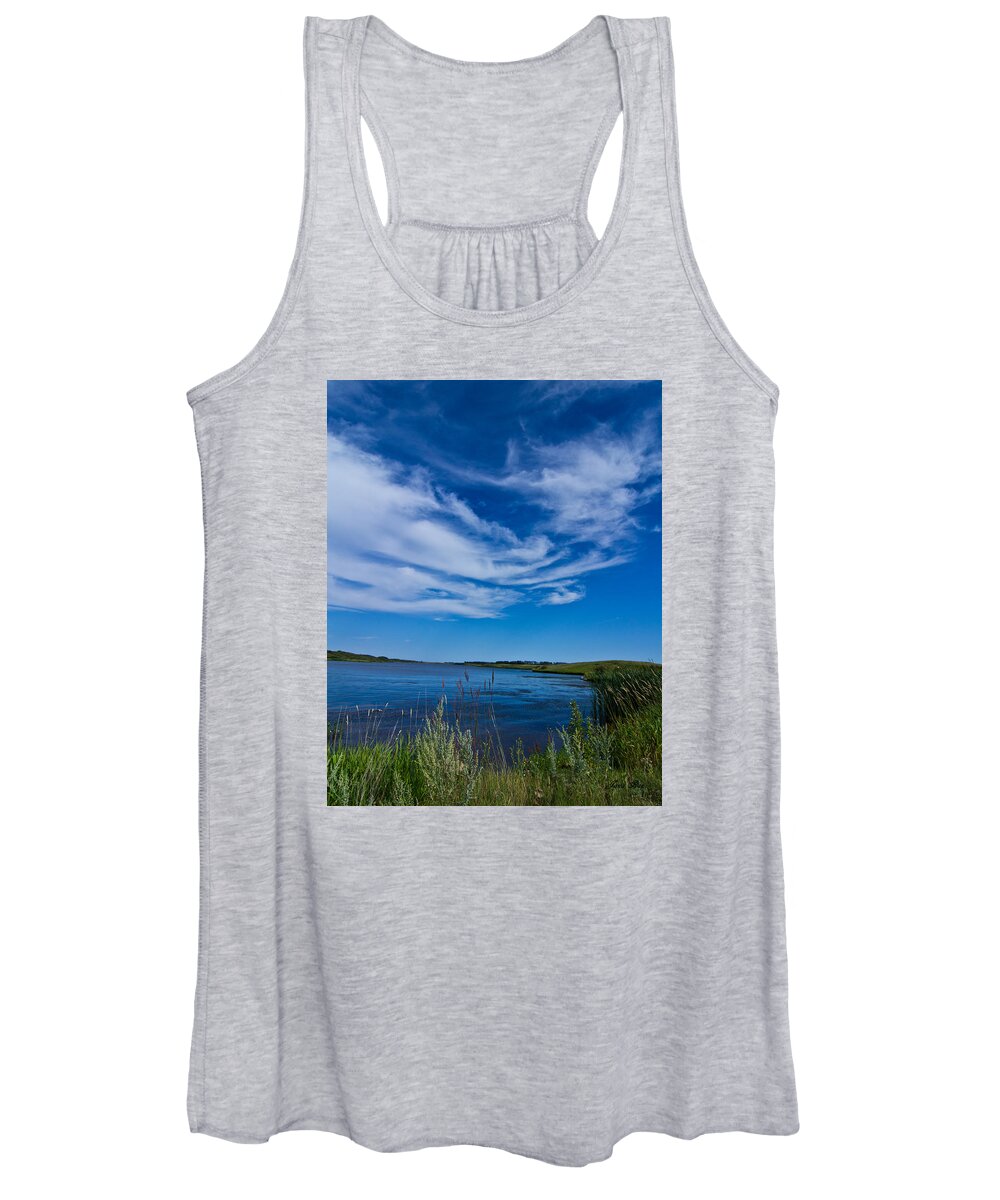 Clouds Women's Tank Top featuring the photograph Swirly Clouds over Mt. Carmel #1 by Jana Rosenkranz