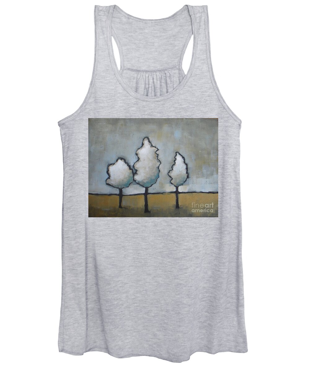 Landscape Women's Tank Top featuring the painting White Trio by Vesna Antic