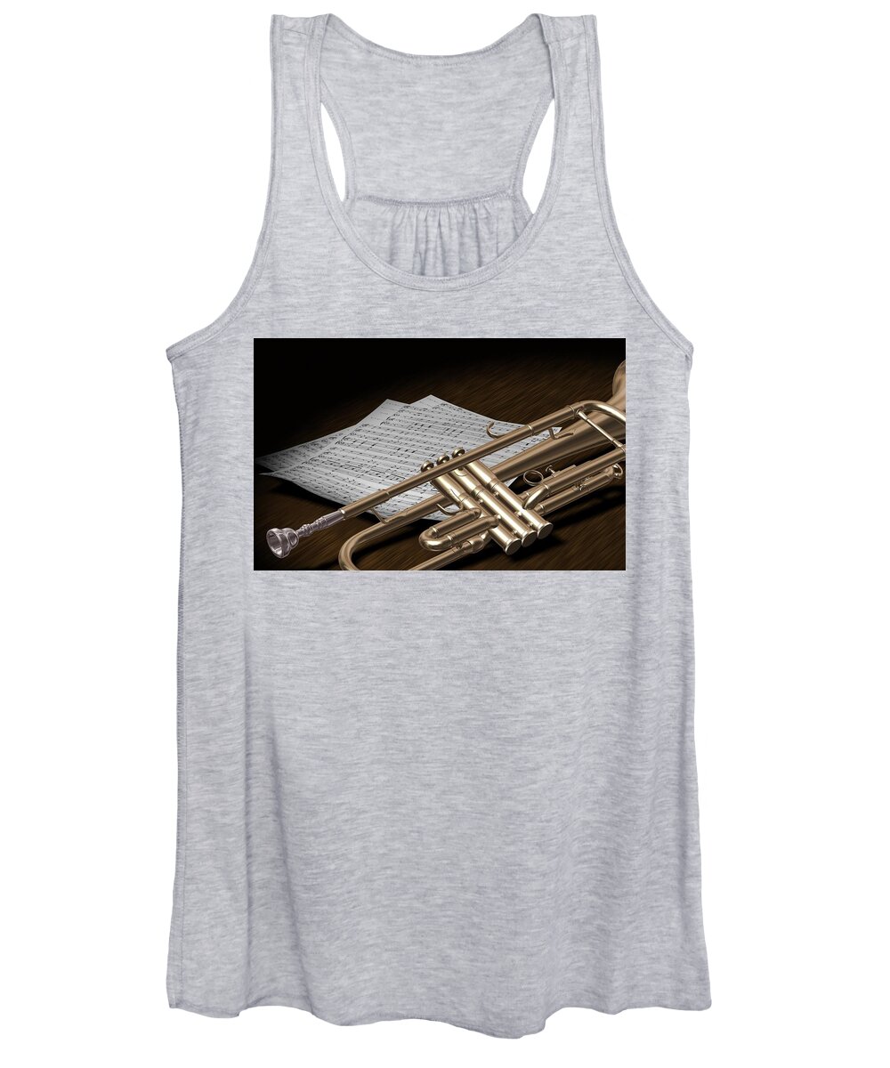 Trumpet Women's Tank Top featuring the digital art Trumpet #1 by Super Lovely