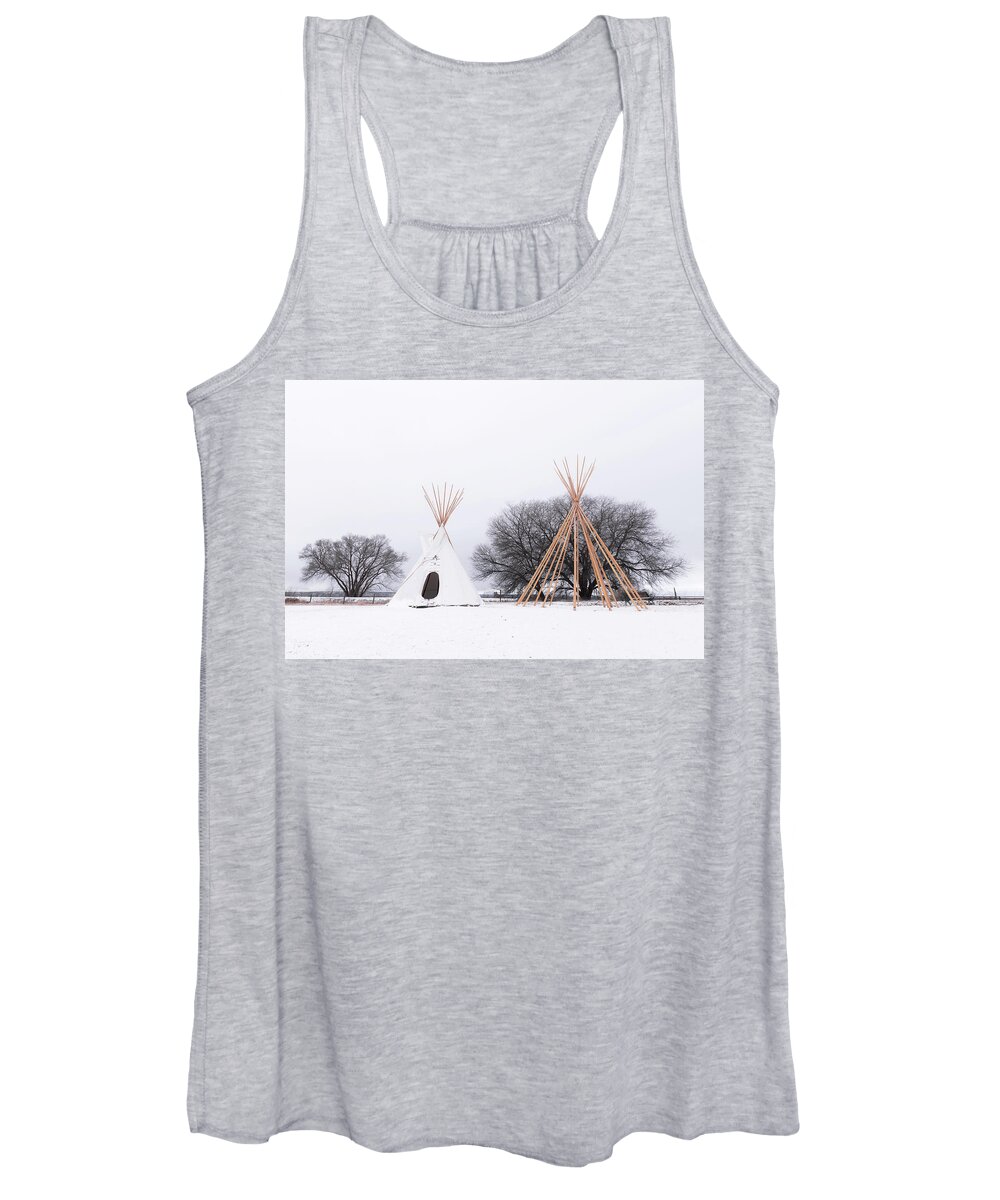 Tipis Women's Tank Top featuring the photograph Two Tipis #1 by Angela Moyer