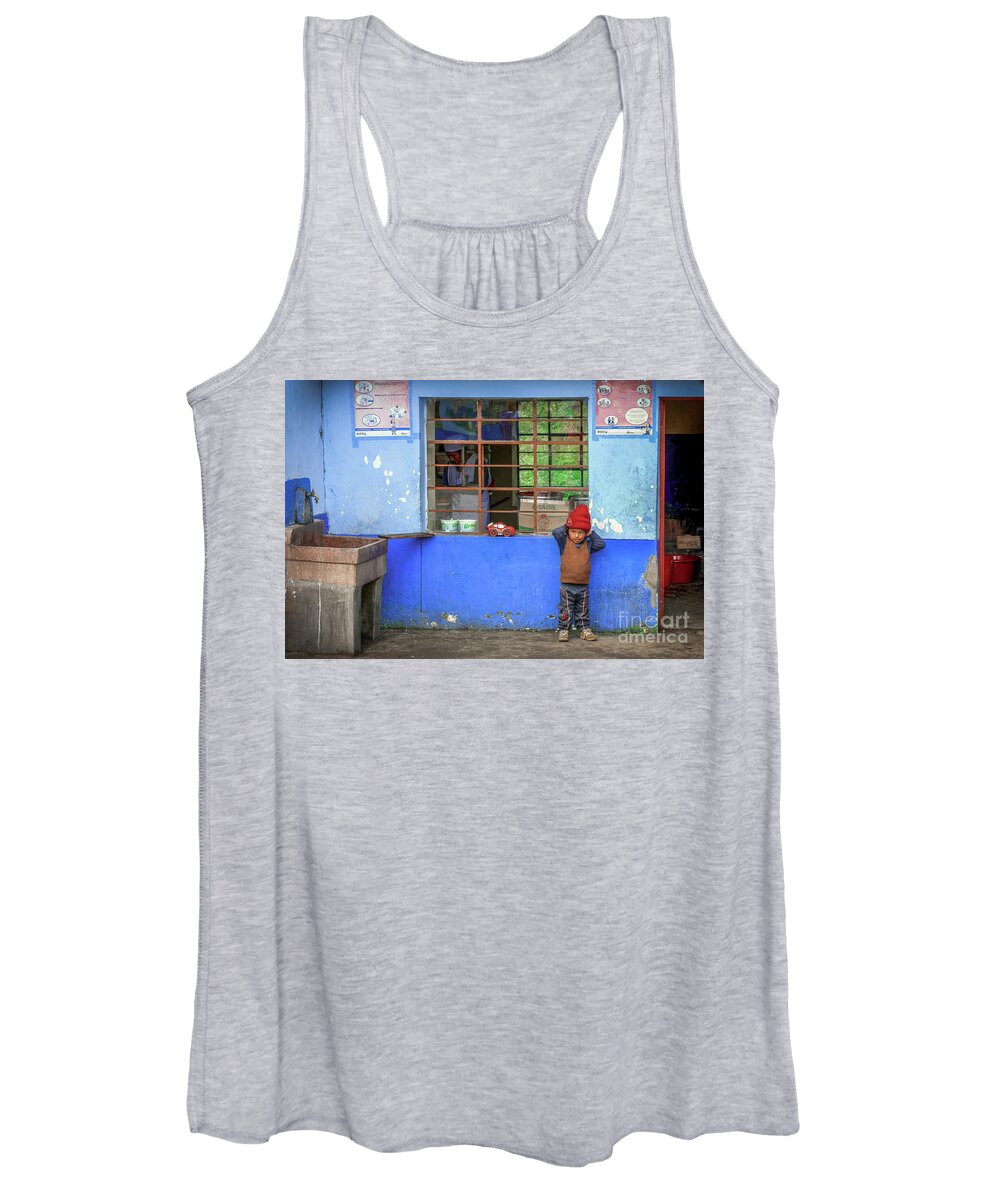 Peru Women's Tank Top featuring the photograph Waiting for mom #1 by David Meznarich