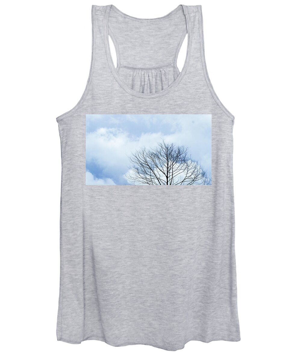 Winter Fall White Sky Women's Tank Top featuring the photograph Winter Tree by Adelista J