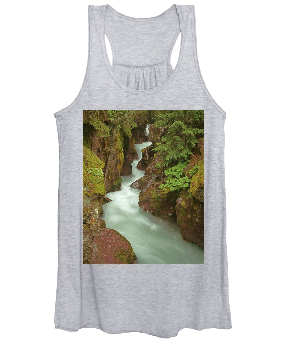 1m8115 Women's Tank Top featuring the photograph 1M8115 Avalanche Gorge MT by Ed Cooper Photography