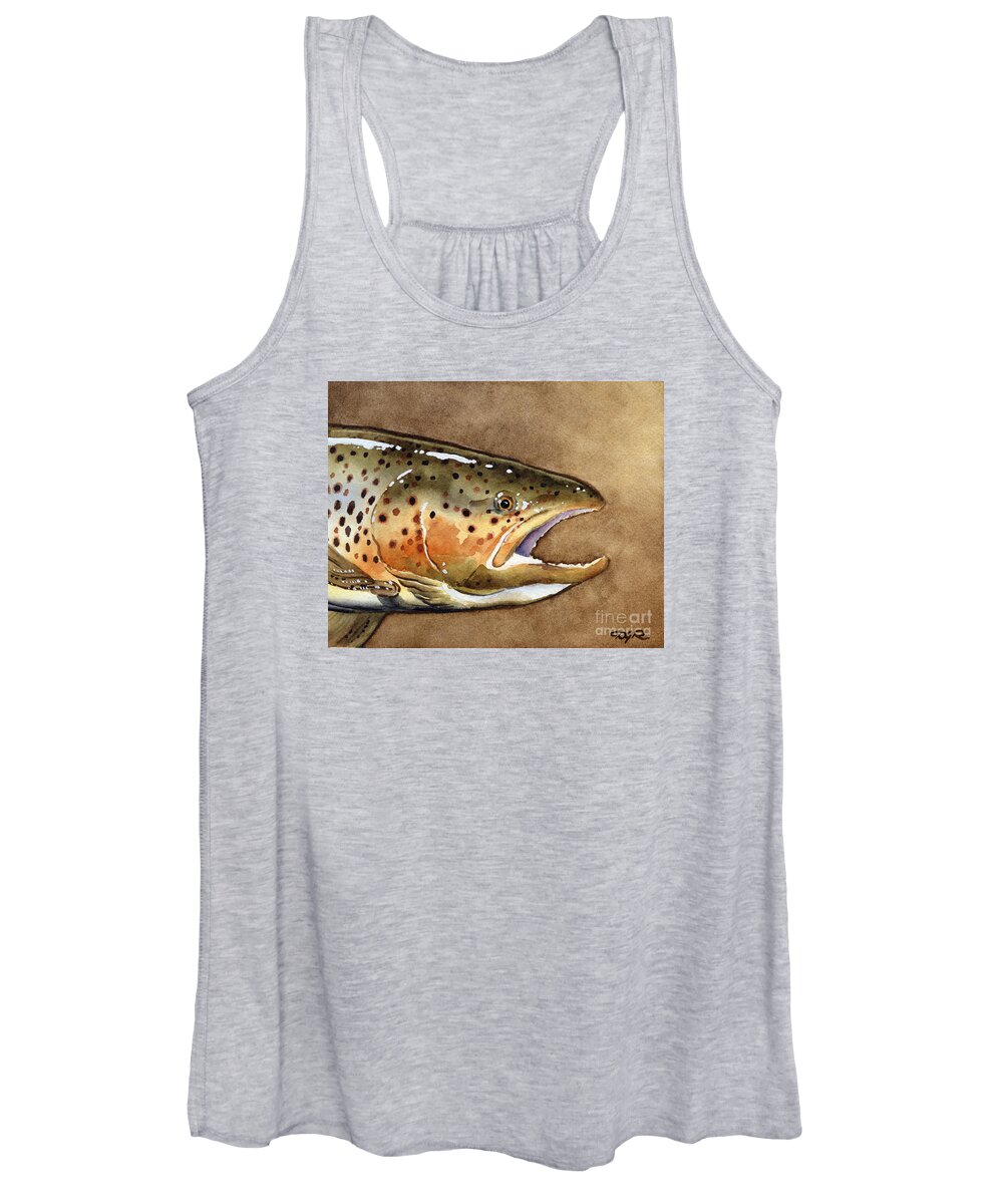Brown Trout Women's Tank Top featuring the painting Brown Trout #2 by David Rogers