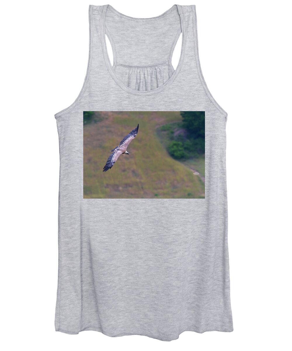 Bird Women's Tank Top featuring the photograph Griffon vulture flying, Drome provencale, France #2 by Elenarts - Elena Duvernay photo