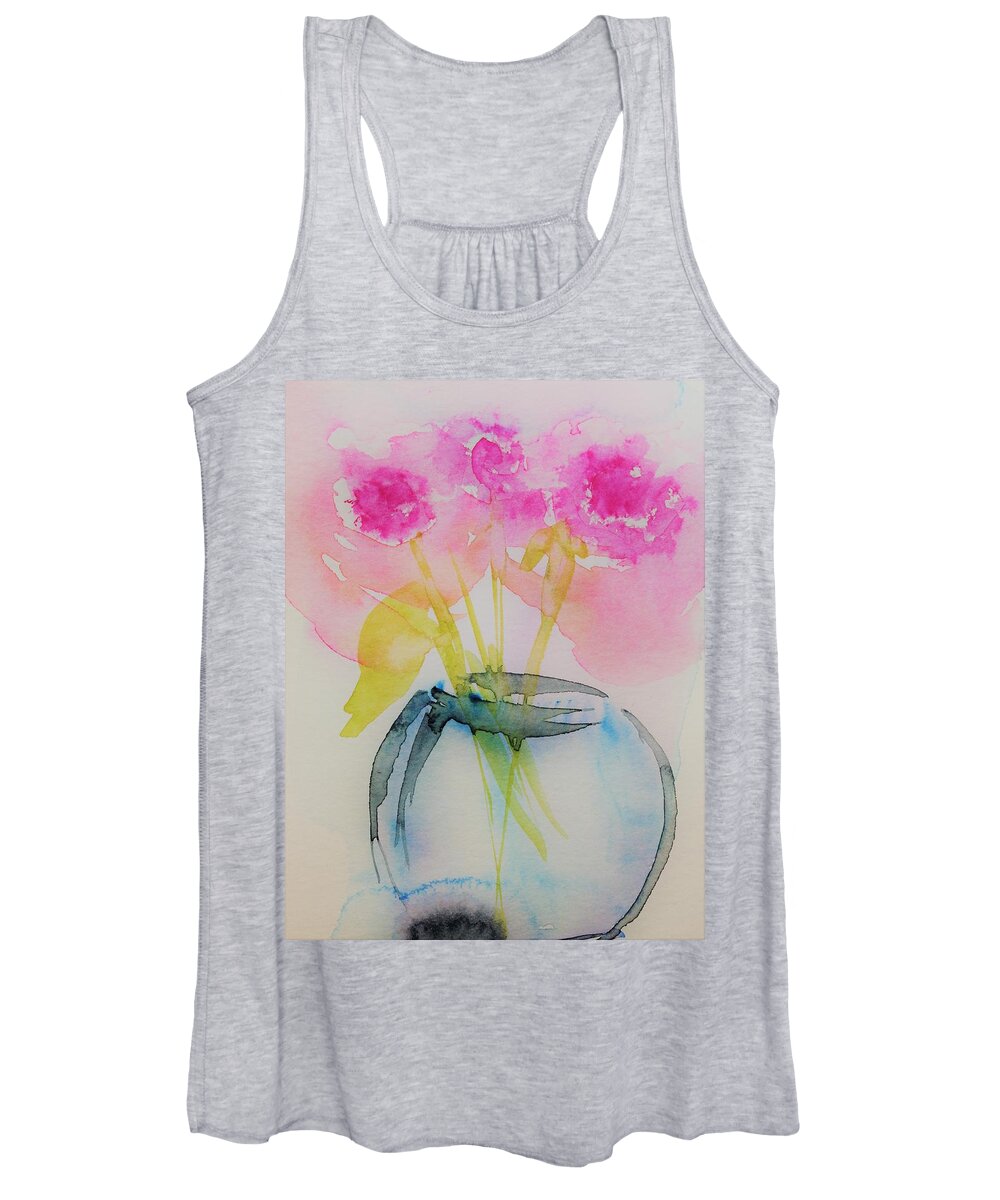 Pink Flowers Aquarell Blumen Watercolor Art Abstract Painting Originell Flower Painting Women's Tank Top featuring the painting pink Flowers #2 by Britta Zehm