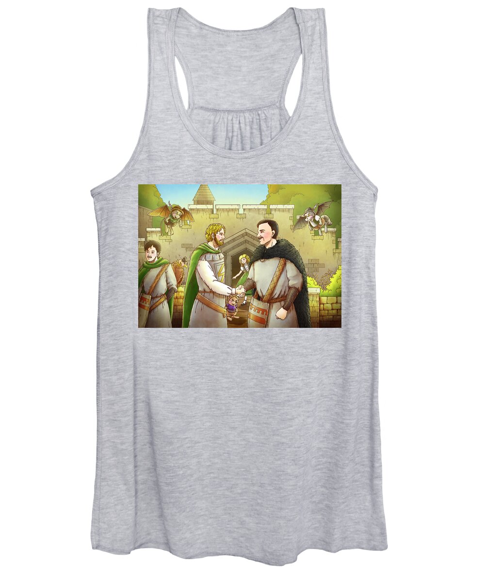 Robin Hood Women's Tank Top featuring the painting Robin Hood and the Captain of the Guard #2 by Reynold Jay