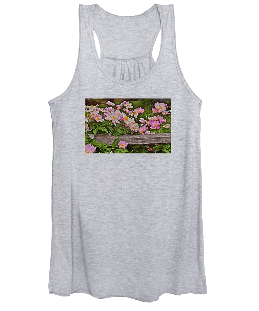 Peonies Women's Tank Top featuring the photograph 2015 Summer's Eve Front Yard Peonies 1 by Janis Senungetuk