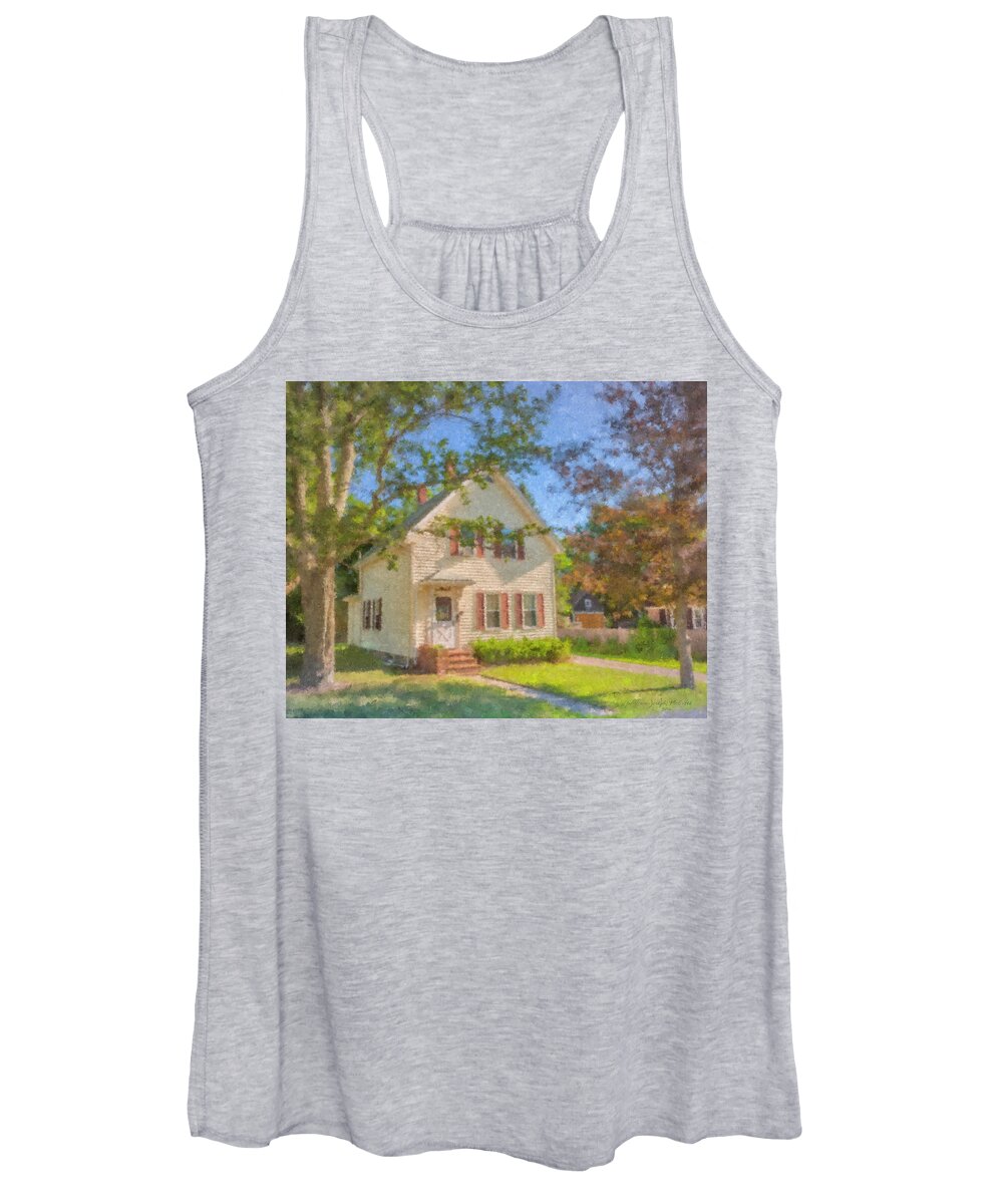 25 Columbus Ave Women's Tank Top featuring the painting 25 Columbus Ave Easton MA by Bill McEntee