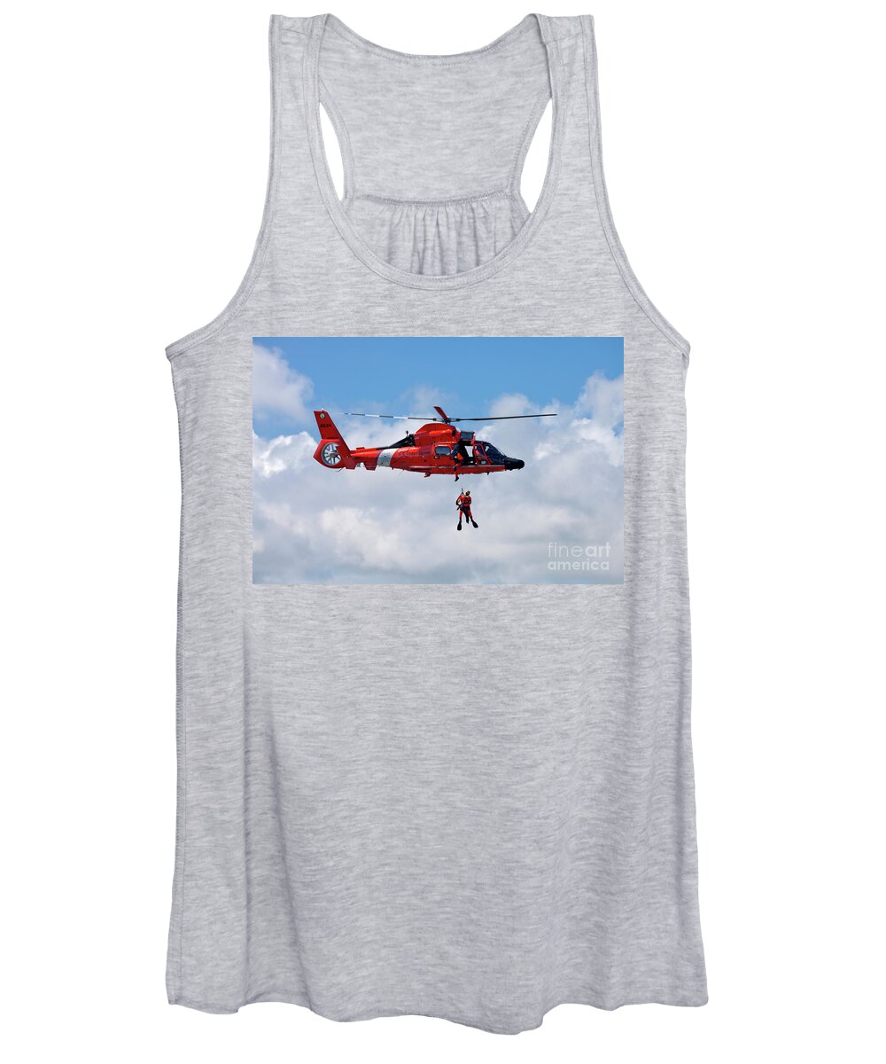 Coast Guard Women's Tank Top featuring the photograph US Coast Guard MH-65-C Dauphin Rescue helicopter #2 by Anthony Totah