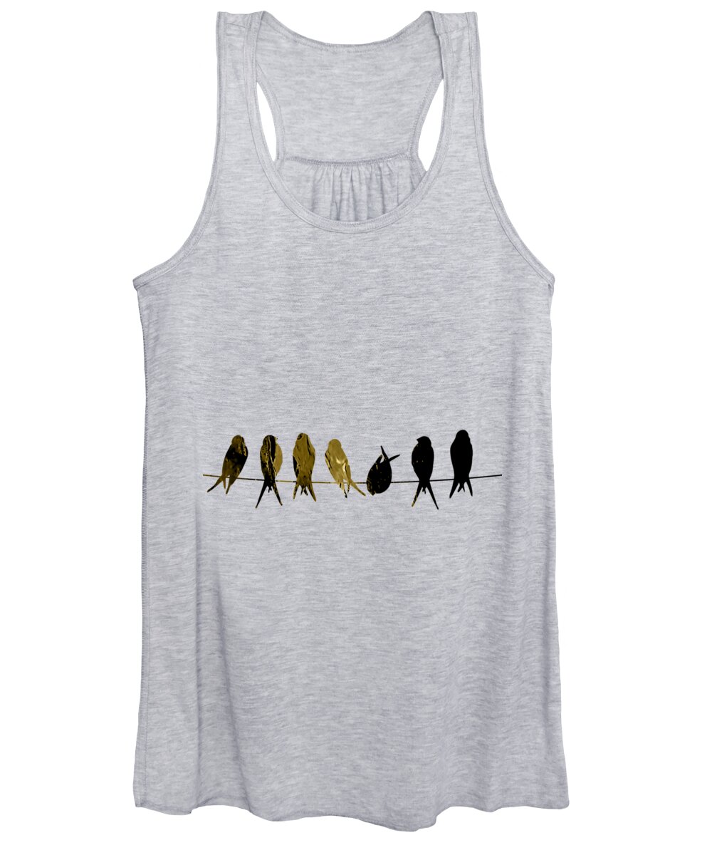 Birds Women's Tank Top featuring the mixed media Birds on a Wire Collection #4 by Marvin Blaine