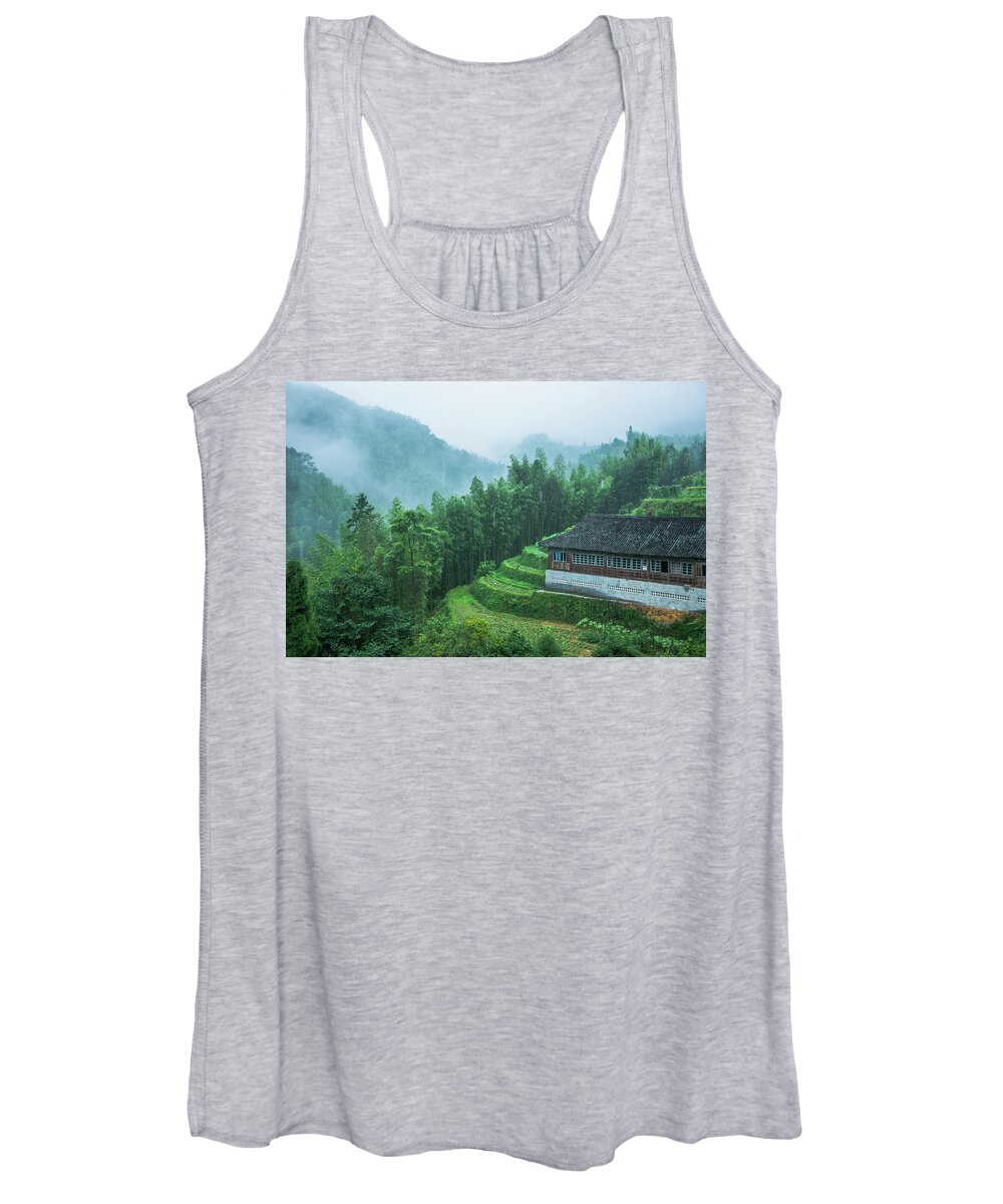 Scenery Women's Tank Top featuring the photograph Mountains scenery in the mist #4 by Carl Ning