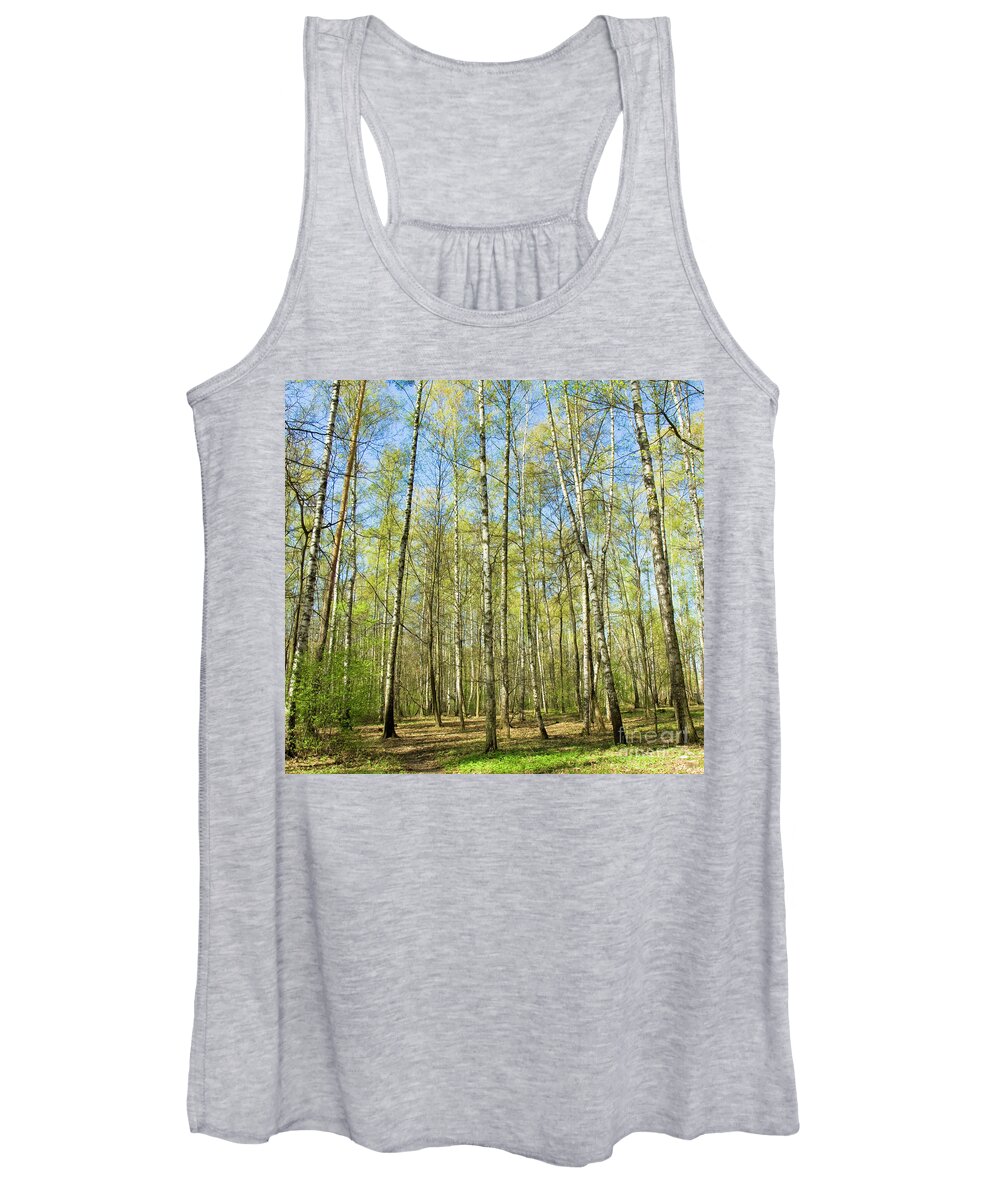 Landscape Women's Tank Top featuring the photograph Birch forest in spring #5 by Irina Afonskaya