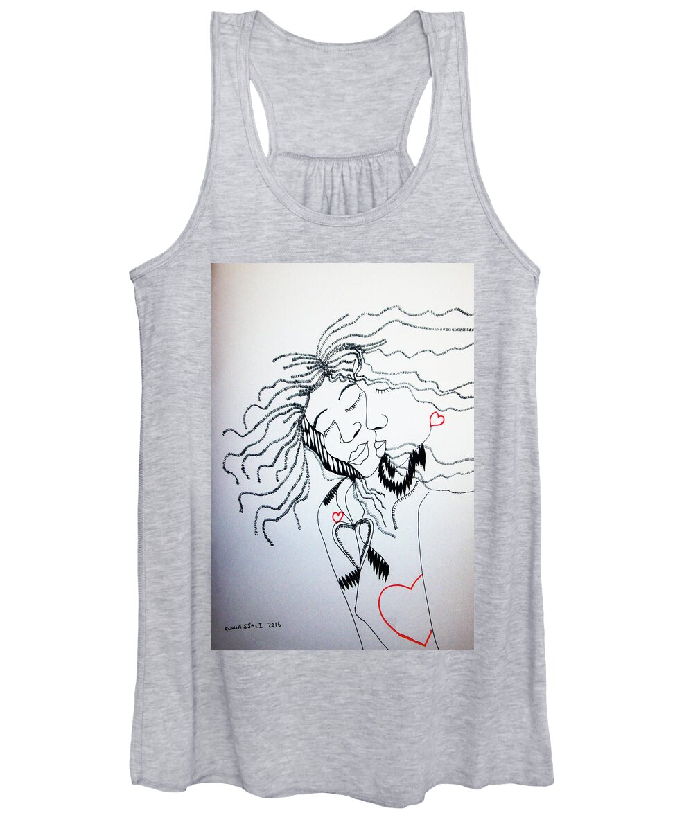 Jesus Women's Tank Top featuring the drawing Love is a Heart #5 by Gloria Ssali