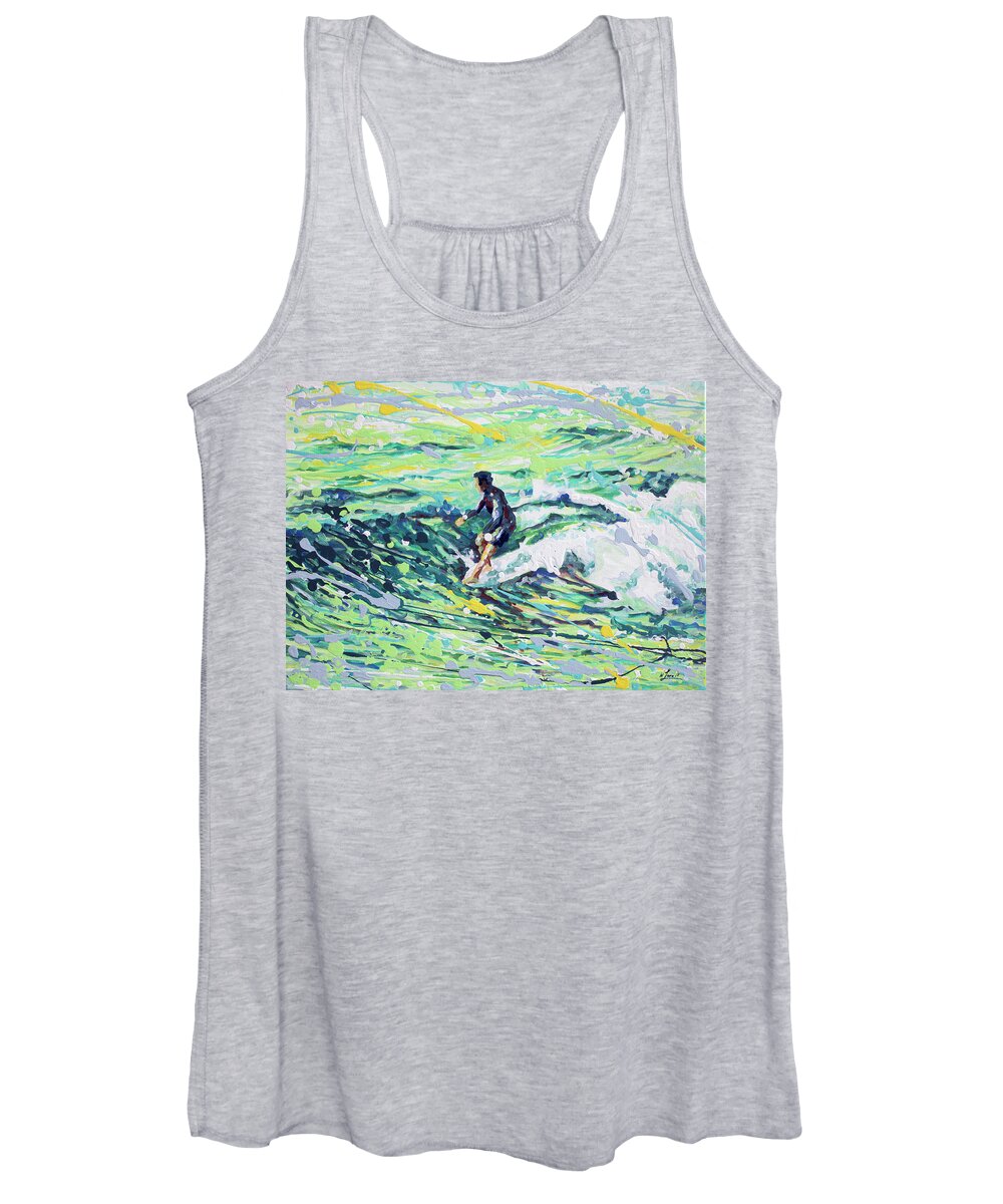 Surf Art Women's Tank Top featuring the painting 5 On The Nose by William Love