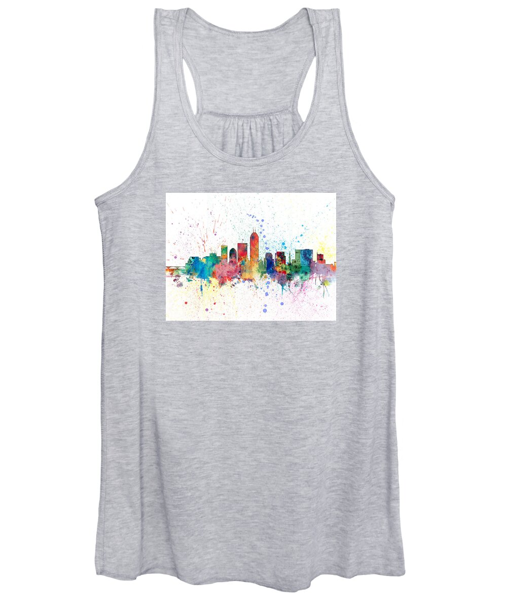 United States Women's Tank Top featuring the digital art Indianapolis Indiana Skyline #6 by Michael Tompsett