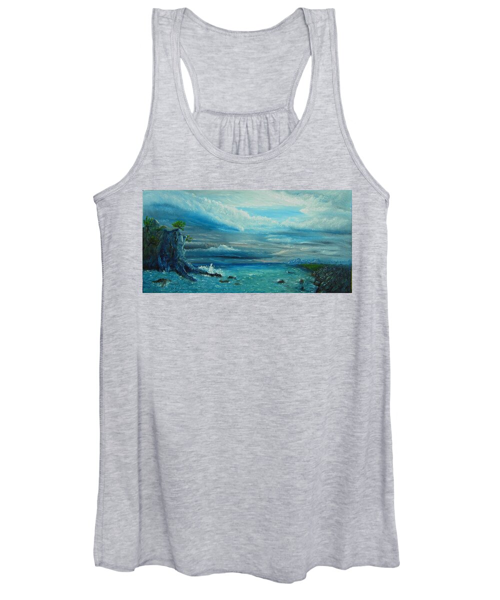  Women's Tank Top featuring the painting A Break in the Storm by Daniel W Green