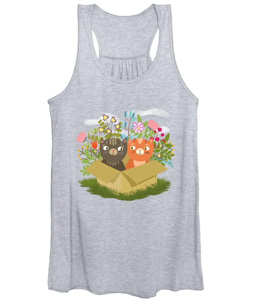 Drawing Women's Tank Top featuring the painting A Carton Of Cute Kitties by Little Bunny Sunshine