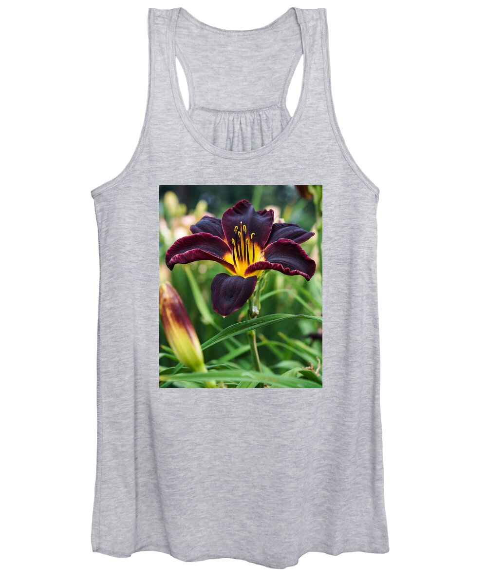  Tiger Lily Women's Tank Top featuring the photograph A Dark Purple Tiger Lilly by M Three Photos