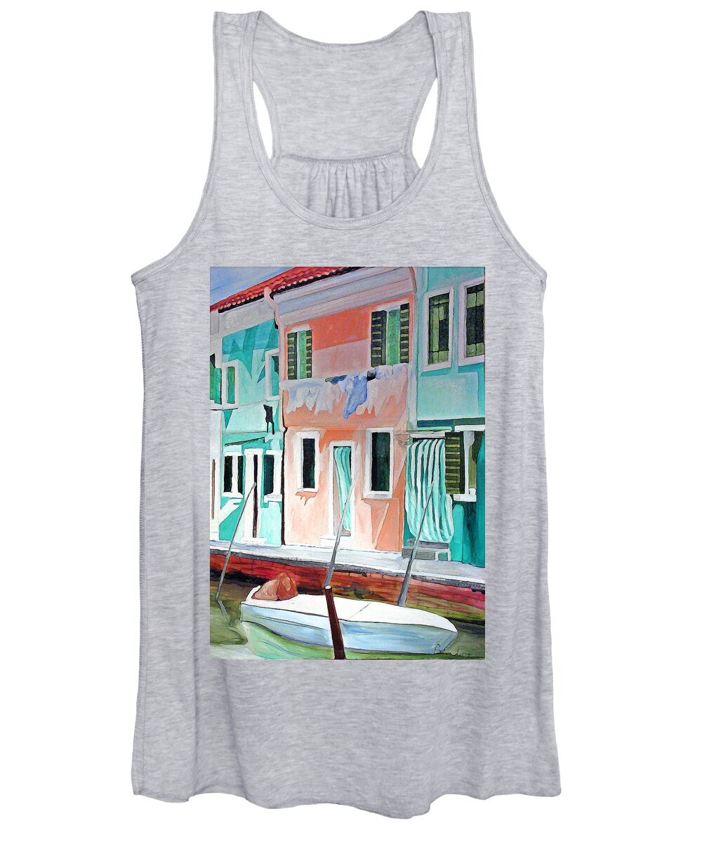 Italy Women's Tank Top featuring the painting A Day In Burrano by Patricia Arroyo