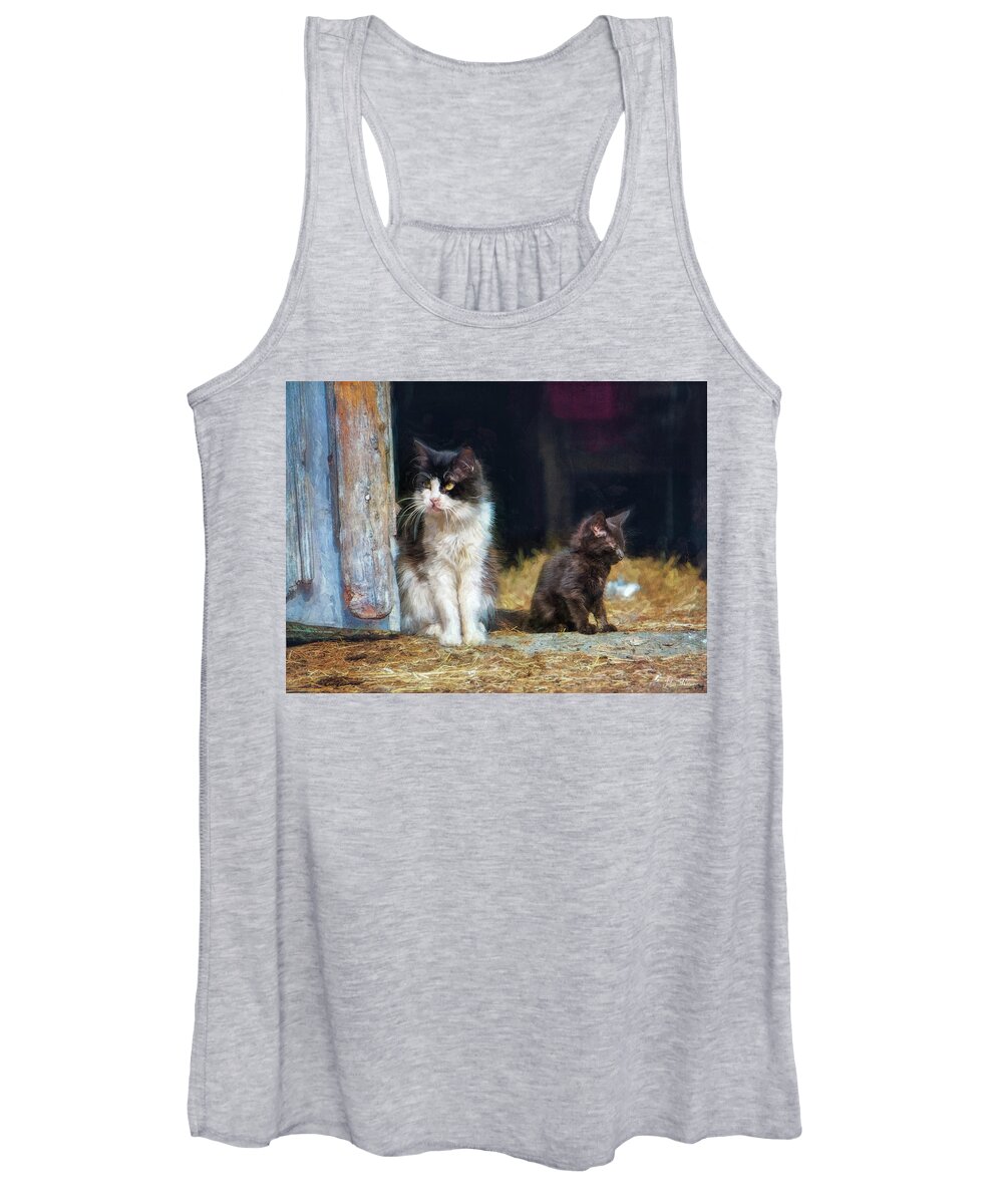 Cats Women's Tank Top featuring the photograph A day in the life of a barn cat by John Rivera