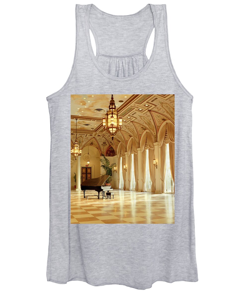 The Breakers Women's Tank Top featuring the photograph A Grand Piano at the Breakers Palm Beach 100 by Rich Franco