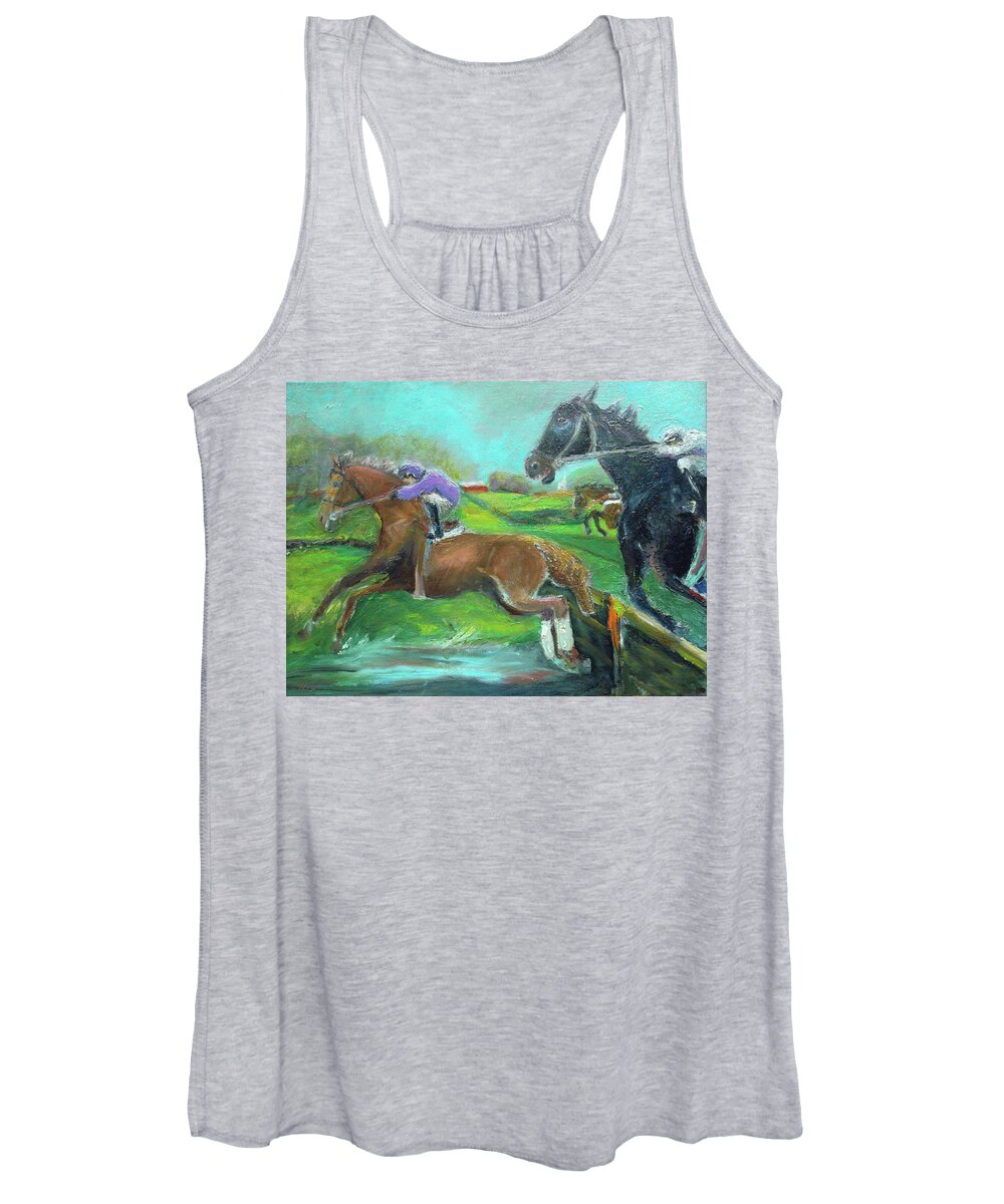 Point-to-point Women's Tank Top featuring the painting A Mile Out by Susan Esbensen