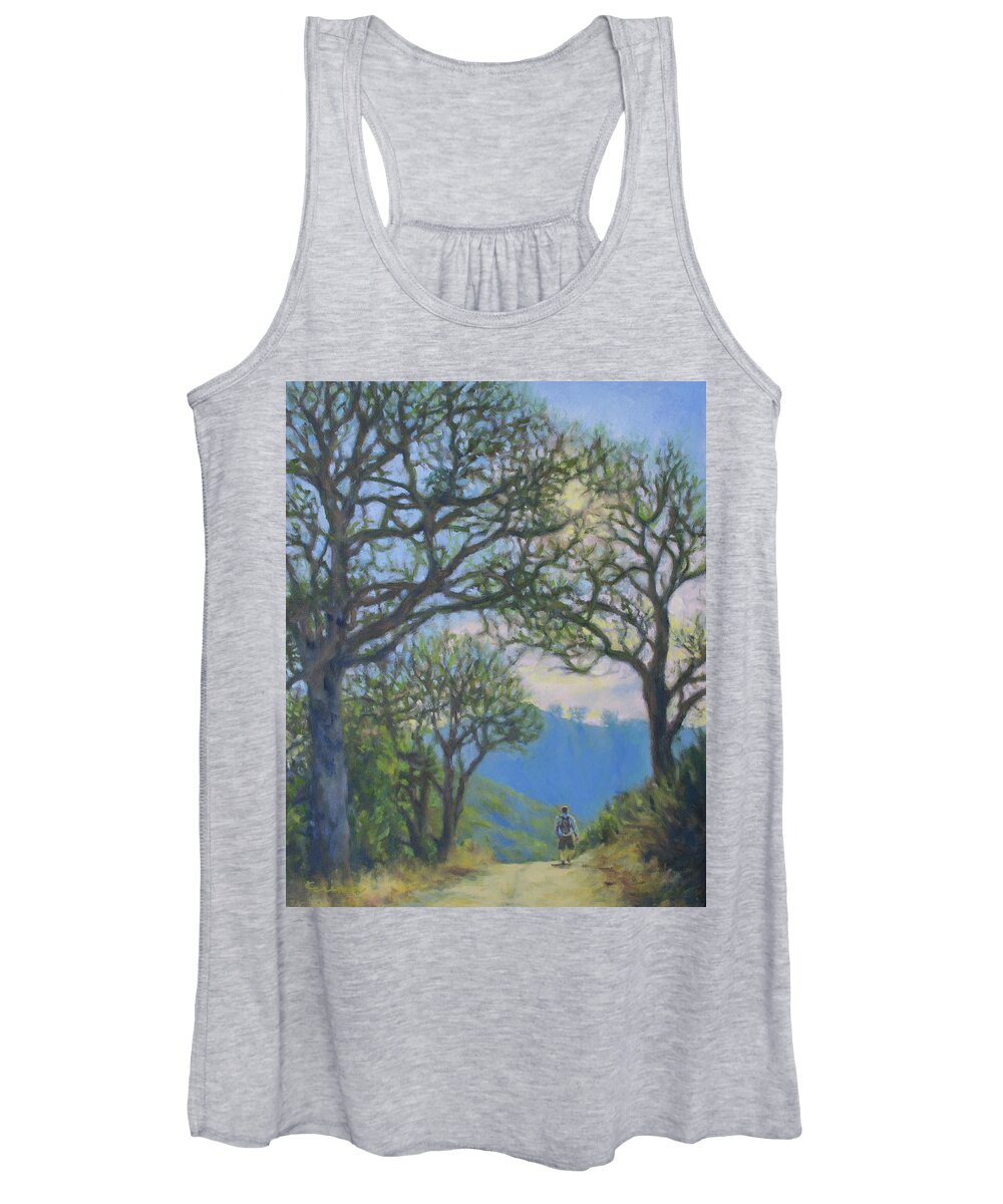 Tree Women's Tank Top featuring the painting A Morning Hiker by Kerima Swain