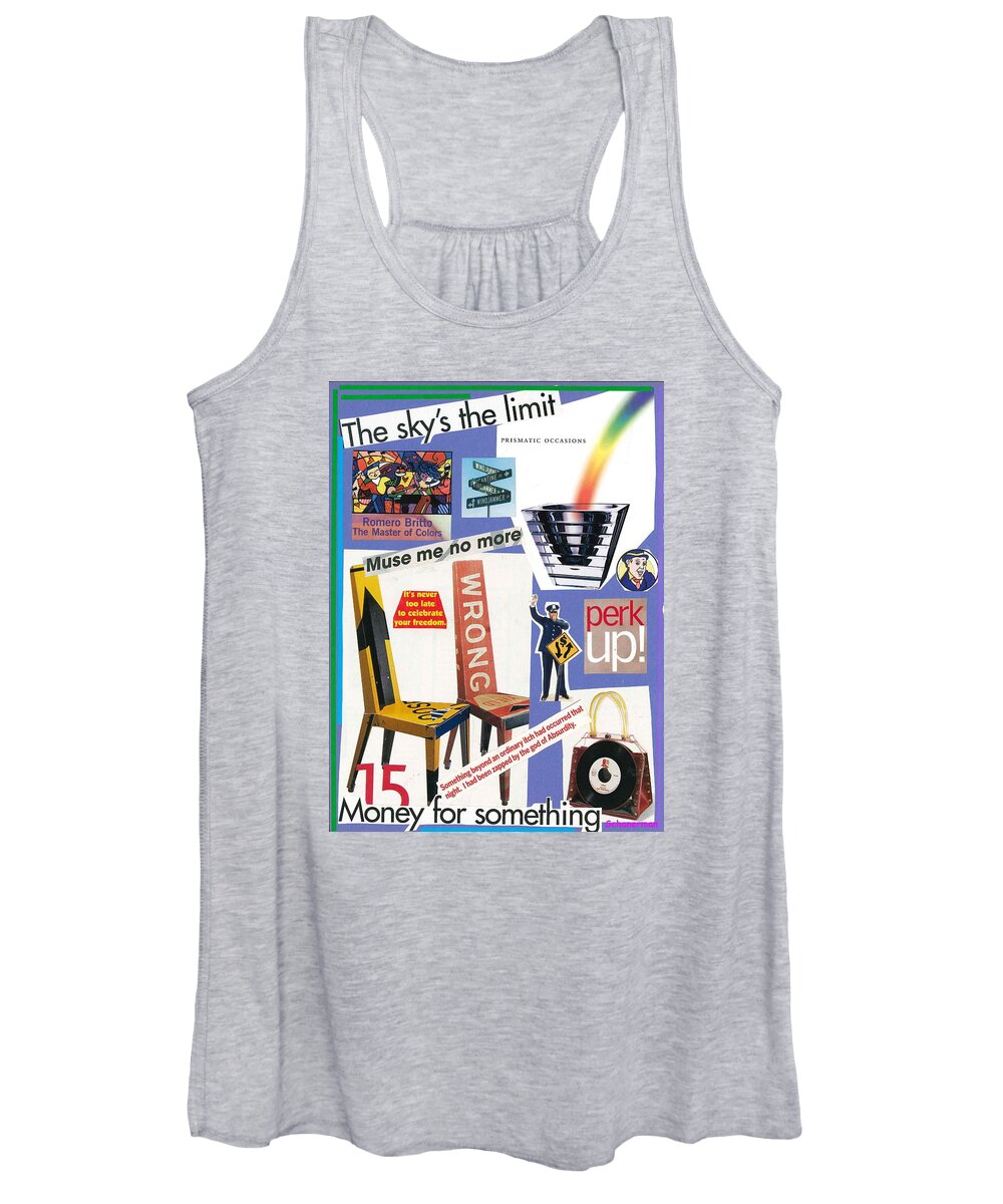 Collage Art Women's Tank Top featuring the mixed media a-Muse-ment by Susan Schanerman