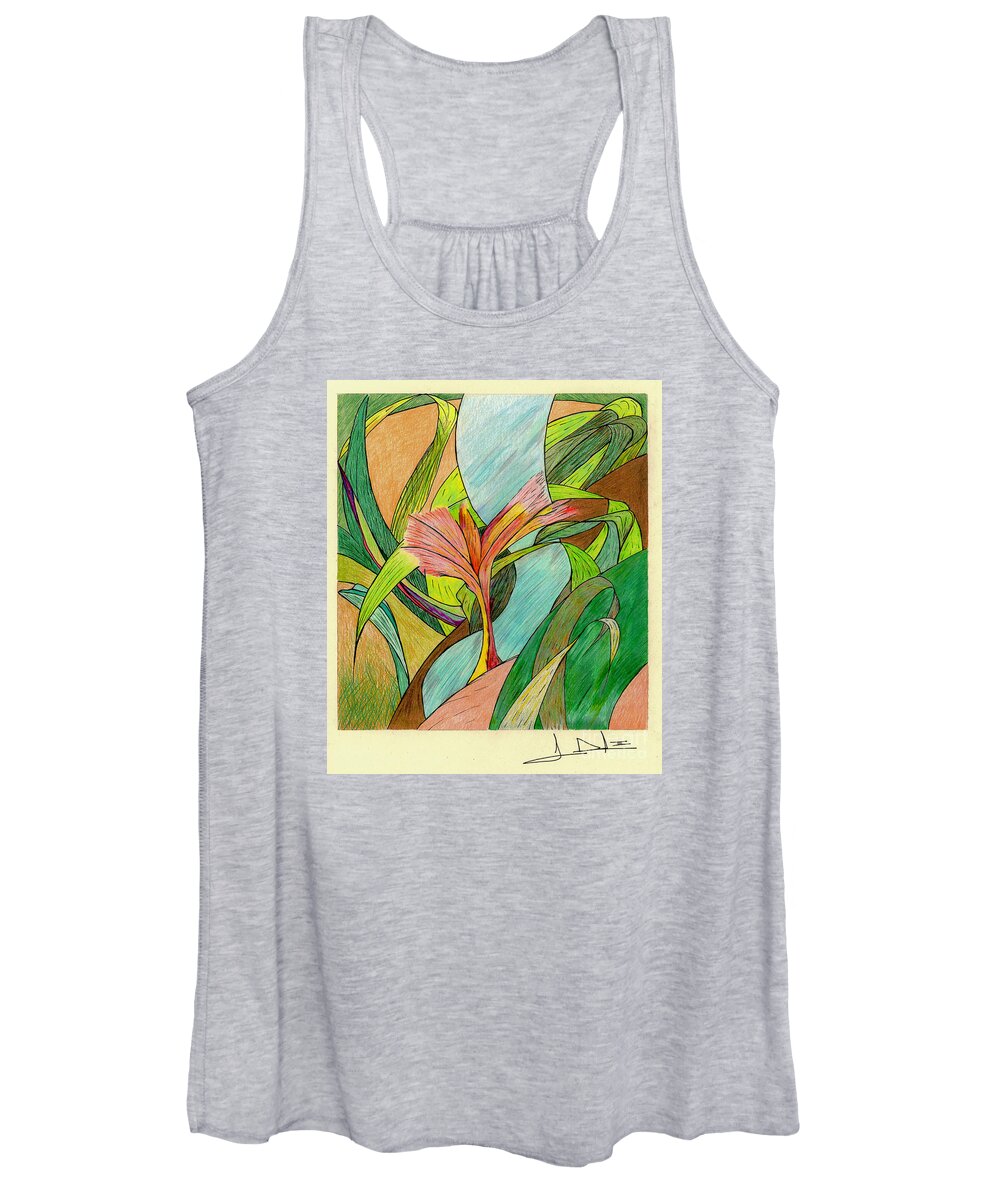 Color Image Women's Tank Top featuring the drawing A River Runs Through by George D Gordon III