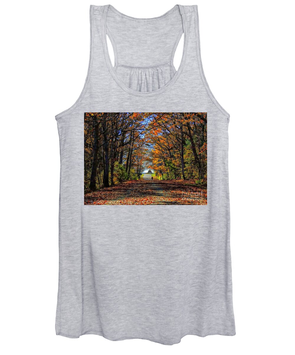 Landscape Women's Tank Top featuring the photograph A Stroll Through Autumn Colors by Marcia Lee Jones