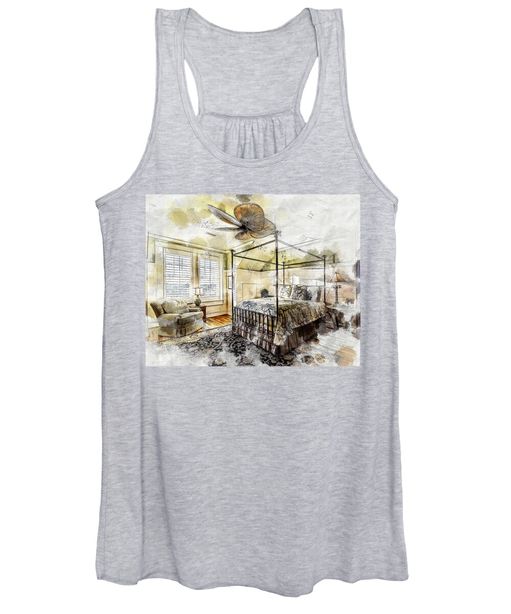 Bedroom Women's Tank Top featuring the photograph A Traditional Bedroom by Anthony Murphy