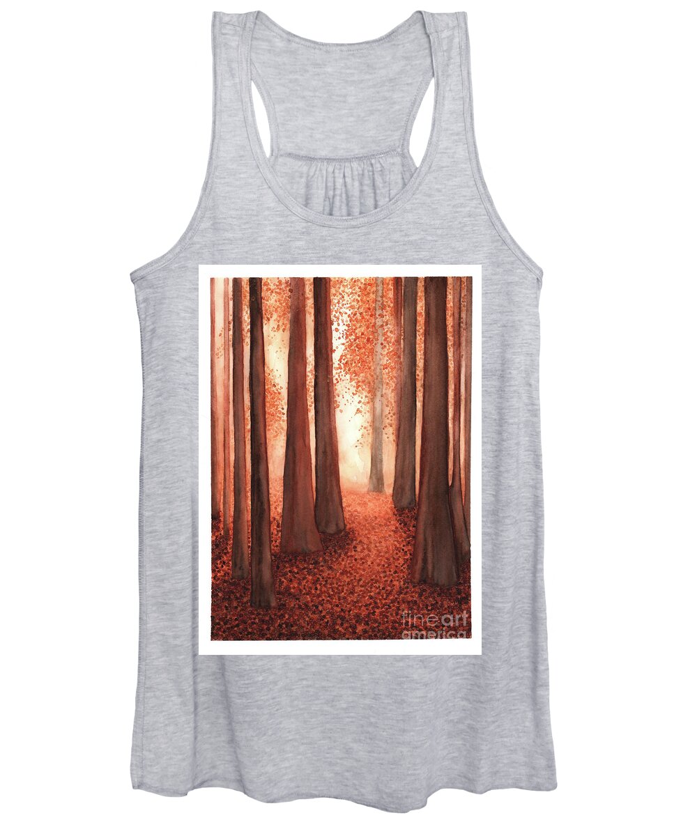 Redwoods Women's Tank Top featuring the painting A Walk in the Redwoods by Hilda Wagner