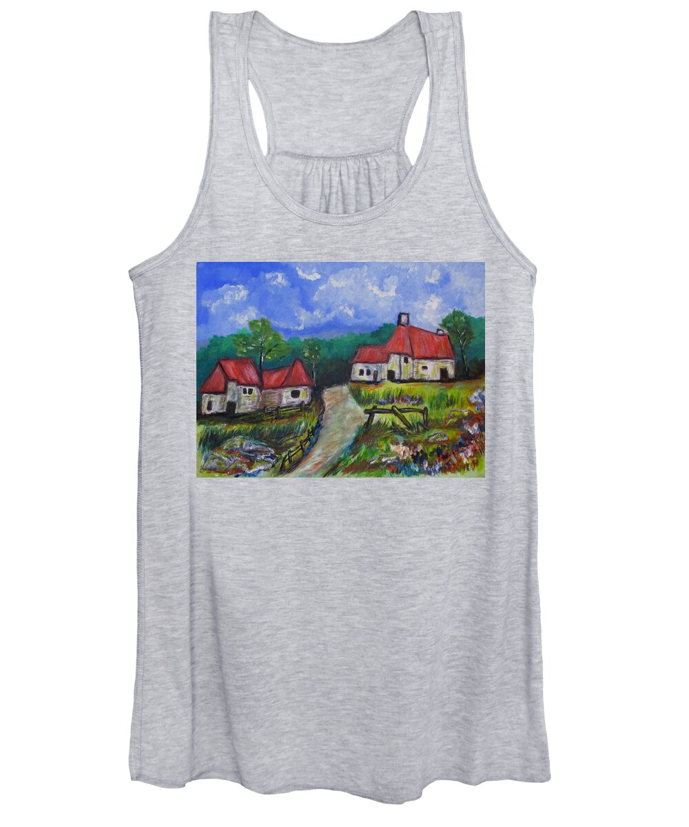 Acrylic Women's Tank Top featuring the painting Abandoned Farm by Clyde J Kell
