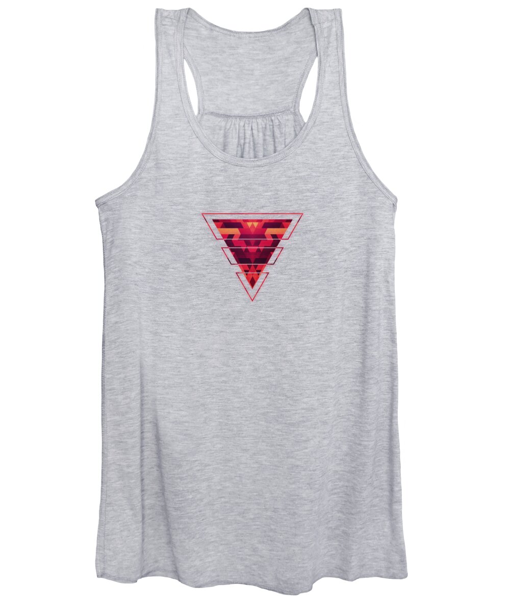 Red Women's Tank Top featuring the digital art Abstract red geometric triangle texture pattern design Digital Futrure Hipster Fashion by Philipp Rietz