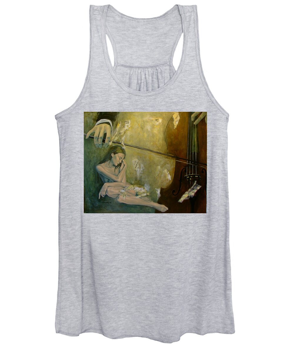 Nude Women's Tank Top featuring the painting Adagio Sentimental confusion by Dorina Costras