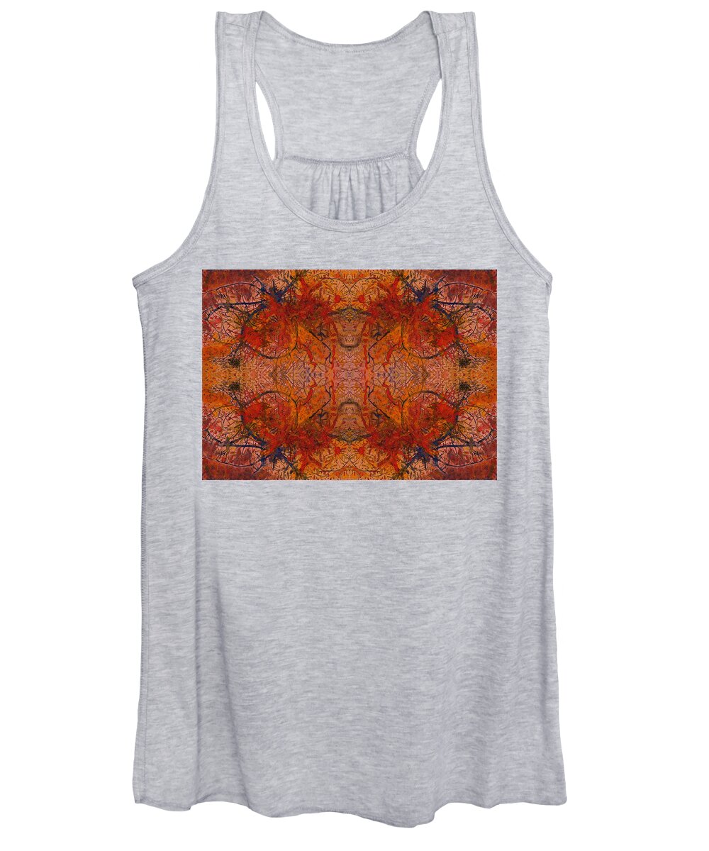 Aflame Women's Tank Top featuring the painting Aflame with Flower Quad HotWaxed version of Acrylic/Watercolour by Julia Woodman