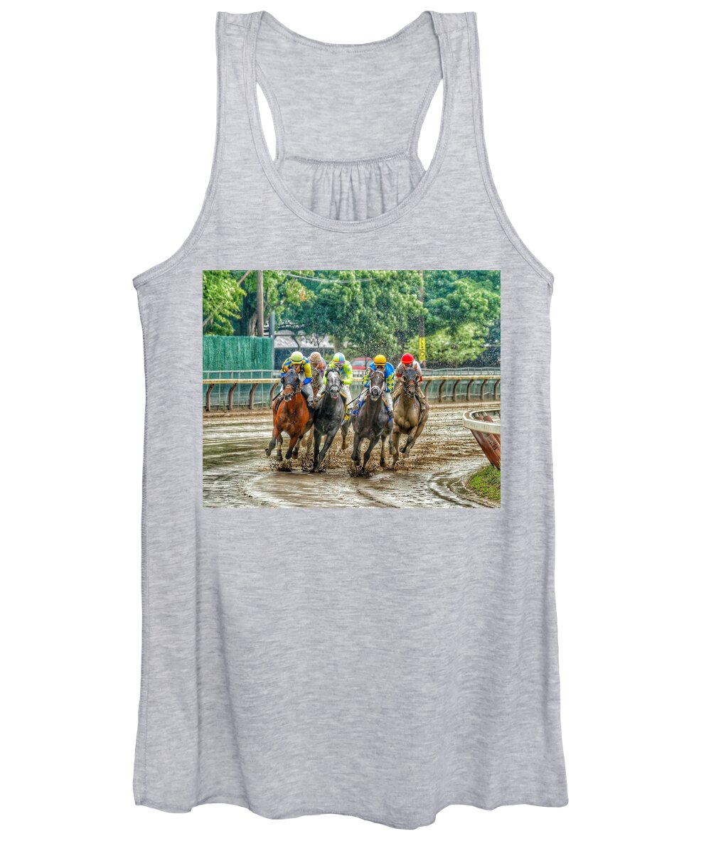 Race Horses Women's Tank Top featuring the photograph After the Rain by Jeffrey PERKINS