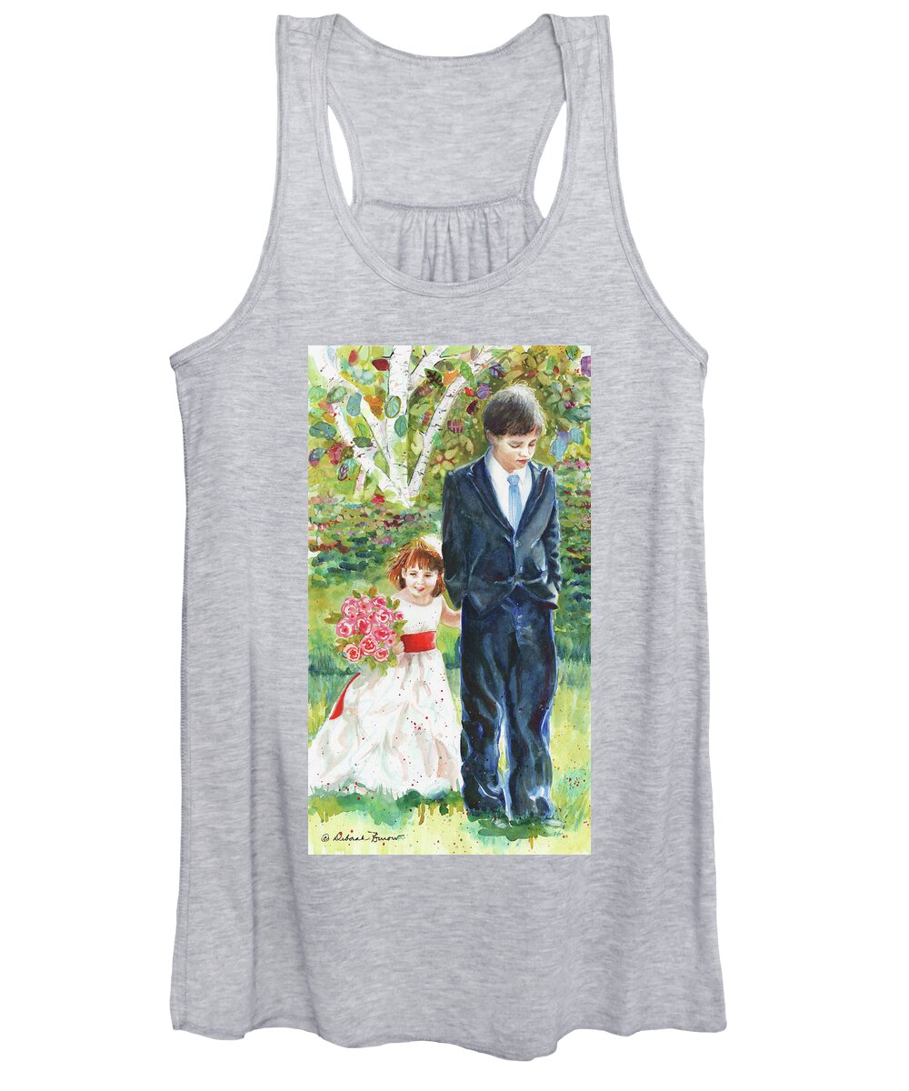 Little Girl Dress-up Dress Women's Tank Top featuring the painting Afternoon Wedding by Deborah Burow