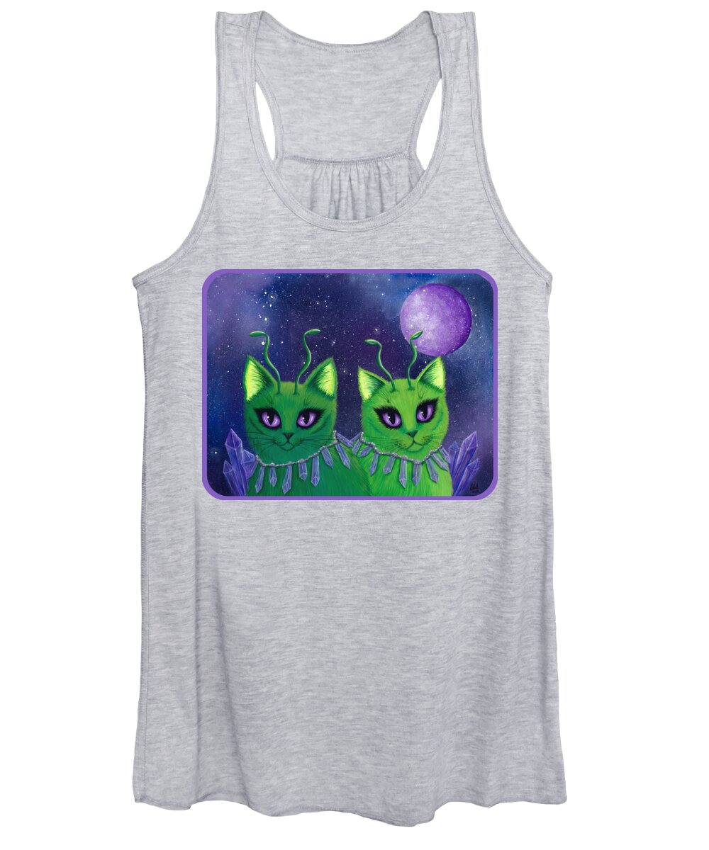 Alien Cats Women's Tank Top featuring the painting Alien Cats by Carrie Hawks