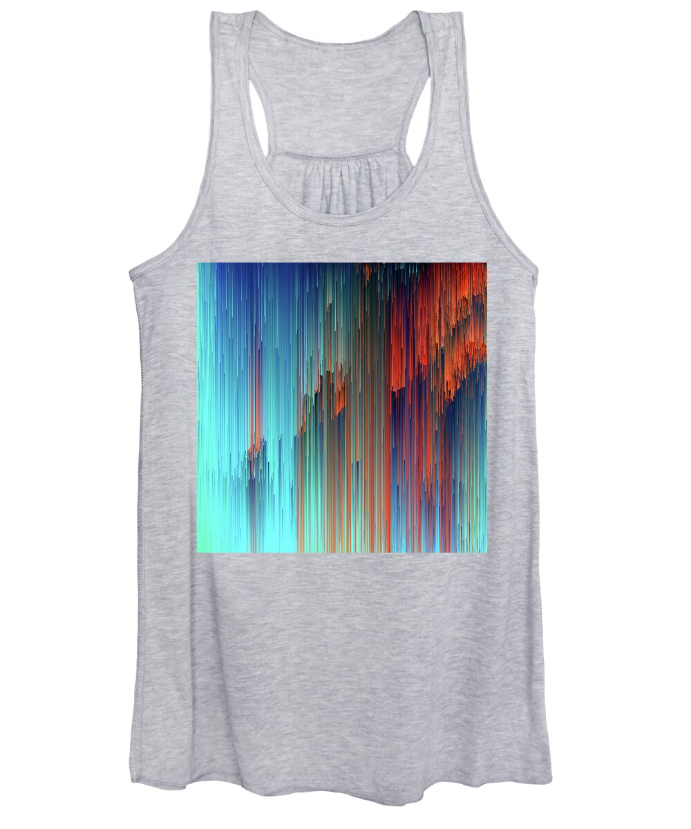 Glitch Women's Tank Top featuring the digital art All About Us - Abstract Pixel Art by Jennifer Walsh